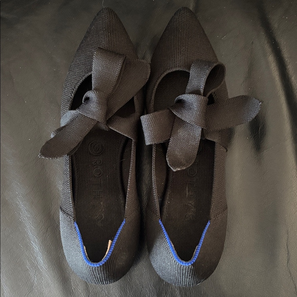 Rothy's Black Flats with Bow Accent